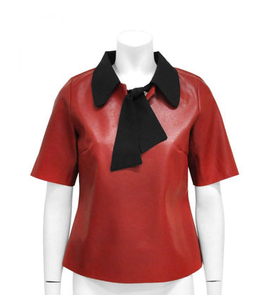 Faux red leather top