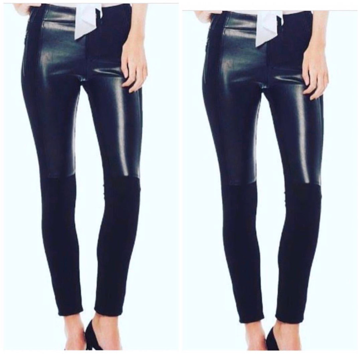 Faux black leather pants
